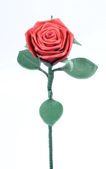 Leder Rose - Classic rot