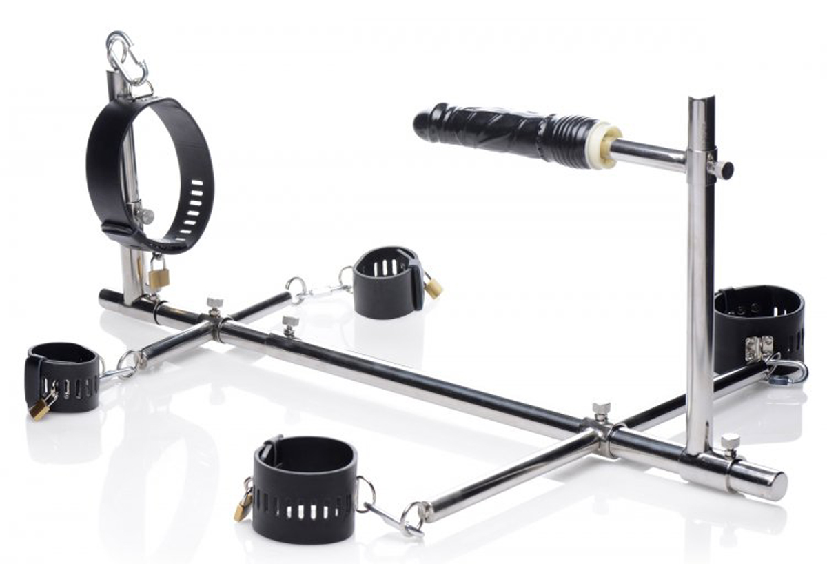 Metall-Bodenpranger mit Dildo