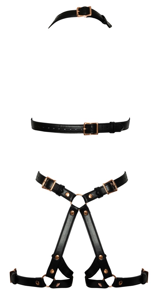 Busenfreier Harness-Body mit Neckholder und Oberschenkelriemen