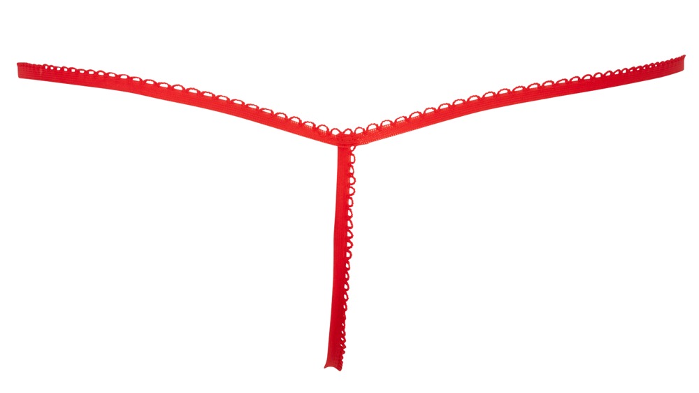 Herren-Weihnachtsstring in Rot mit Federbesatz – Svenjoyment