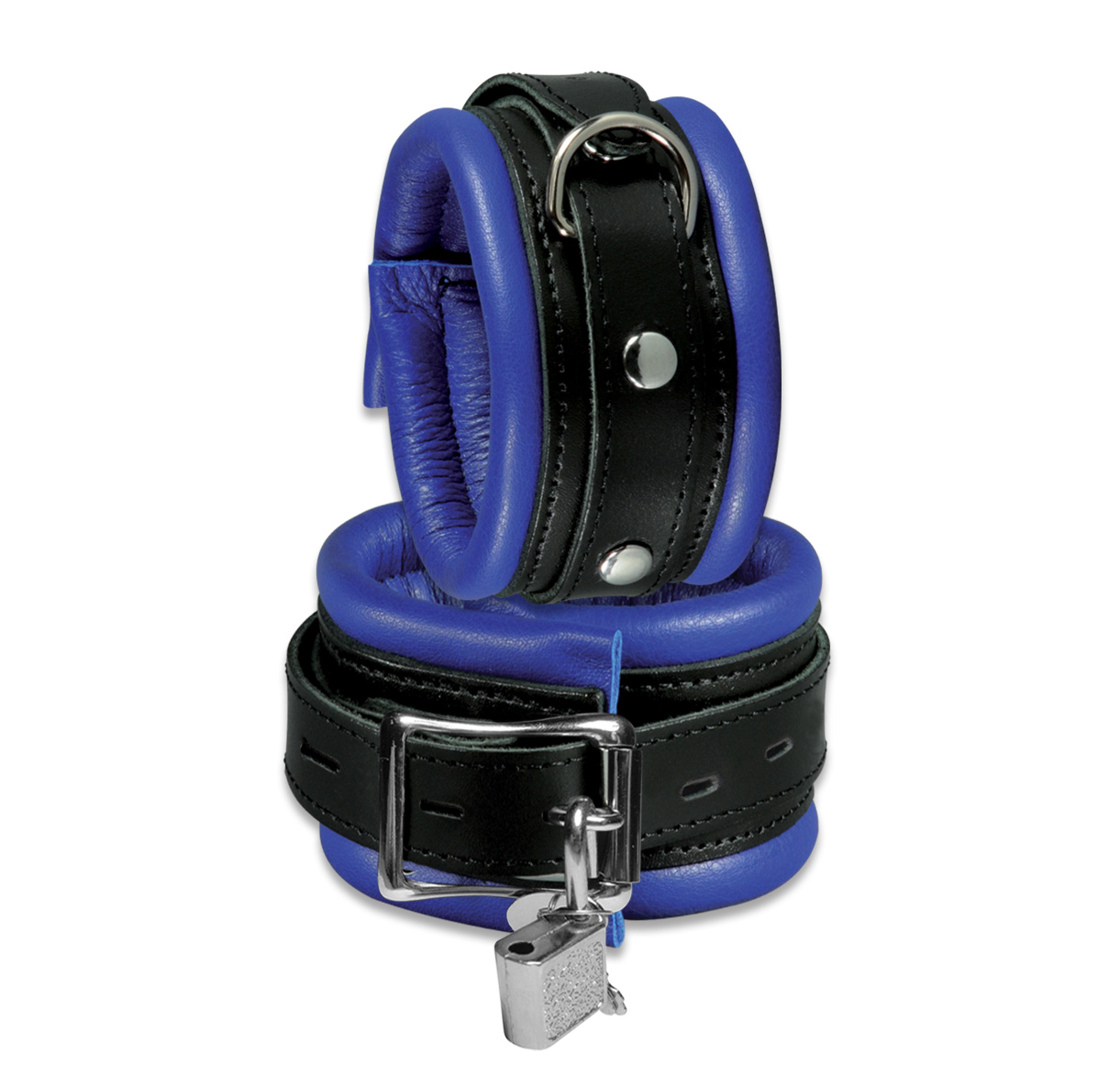 High Quality - Fussfesseln schmal blau abschließbar