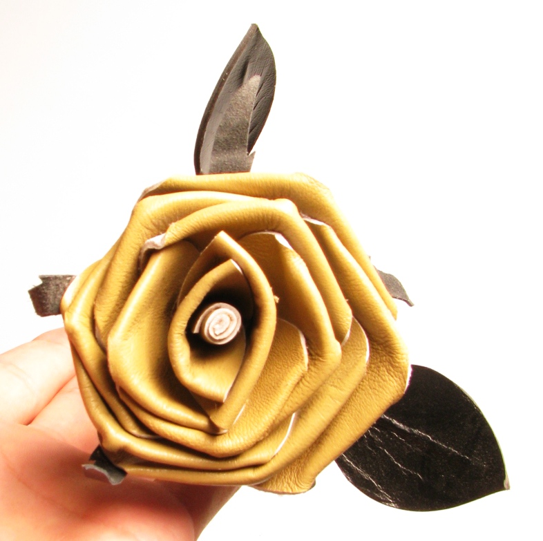 Leder Rose - Beige/Schwarz