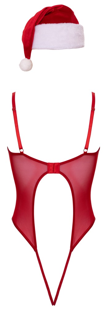 Weihnachts-Stringbody mit Mütze X-Mas – Cottelli LINGERIE